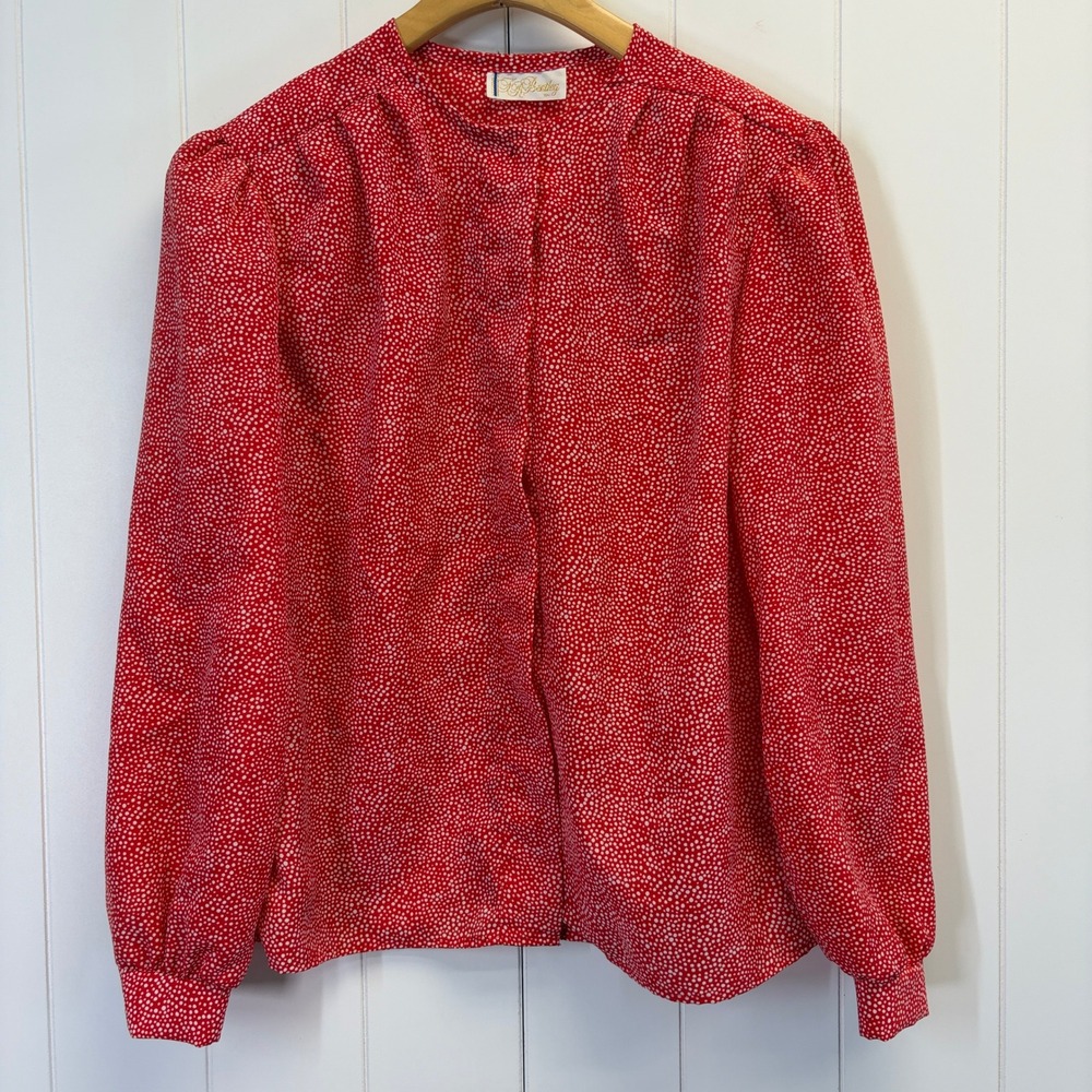 Vintage TR Bentley Polka Dot Secretary Blouse Women Size M Office Classic Chic
